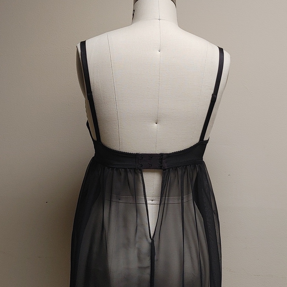 NWOT's Vintage Evening Dressing Gown w Black Sheer Push-Up Bra 36C - Picture 14 of 15